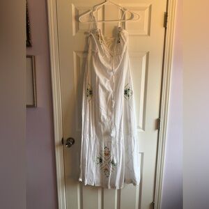 Lovestitch White Maxi Dress with Floral Accents